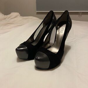 Guess Black Peep Toe Platform Heels